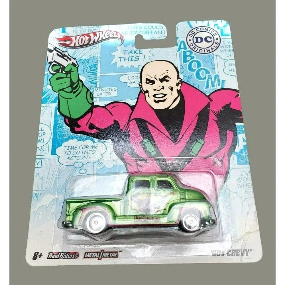 2011 Hot Wheels '50s CHEVY LEX LUTHOR Green Nostalgia: DC Comics Moon Dish 1:64